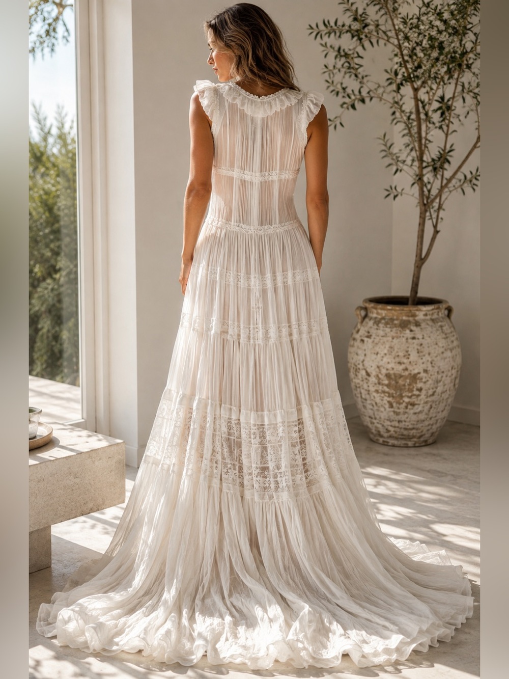 DSQUARED2 NWT $8,950 Ivory Silk Cotton Lace Maxi Wedding Gown IT 40 - Picture 2 of 8